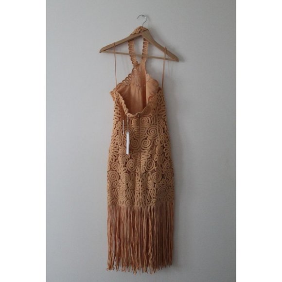 Jonathan Simkhai Alisa Embroidered Midi Fringe Dress Rattan Size US 10 - Picture 6 of 8